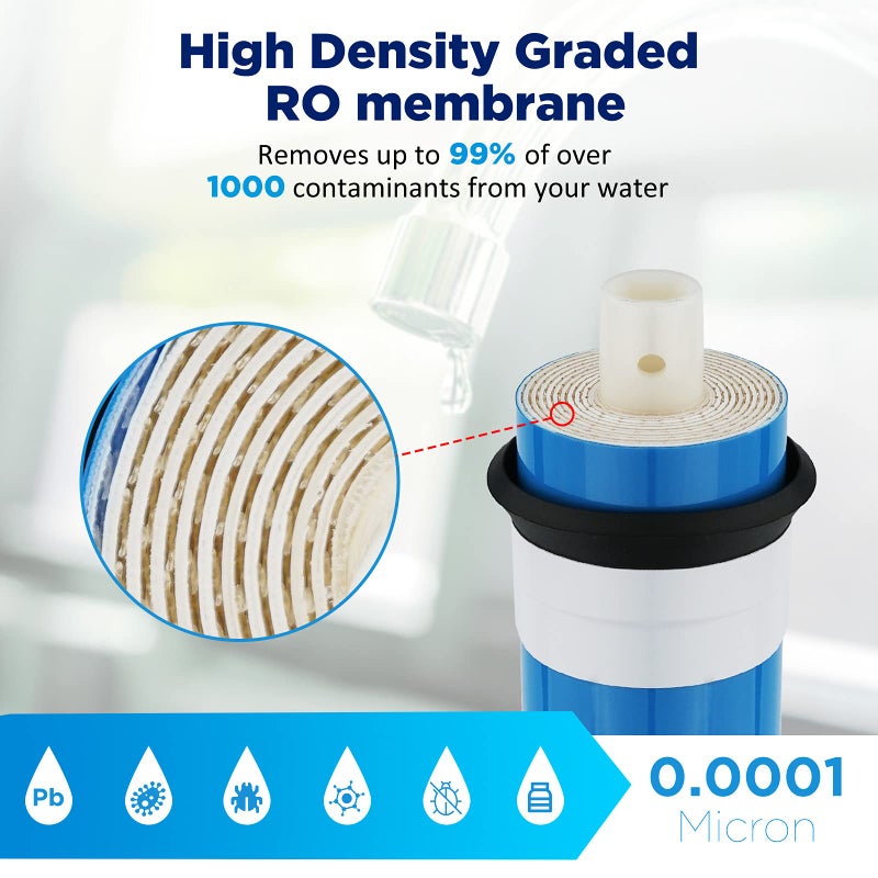 Membrane Solutions 75 GPD RO Membrane, Reverse Osmosis Membrane, RO Membrane Replacement, Reverse Osmosis Filter Replacement for Under Sink Home Drinking RO Water Purifier System (2 PACK) - Image 3